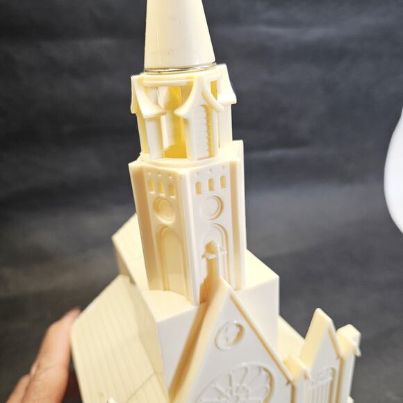 Vintage 1950s Raylite Illuminated Lighted Music Box Christmas Cathedral Church - Picture 10 of 11